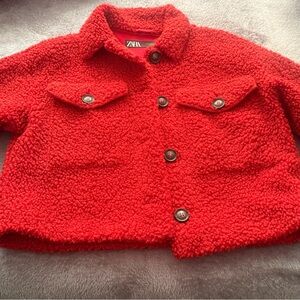 Zara women’s Vibrant Red Fleece Jacket